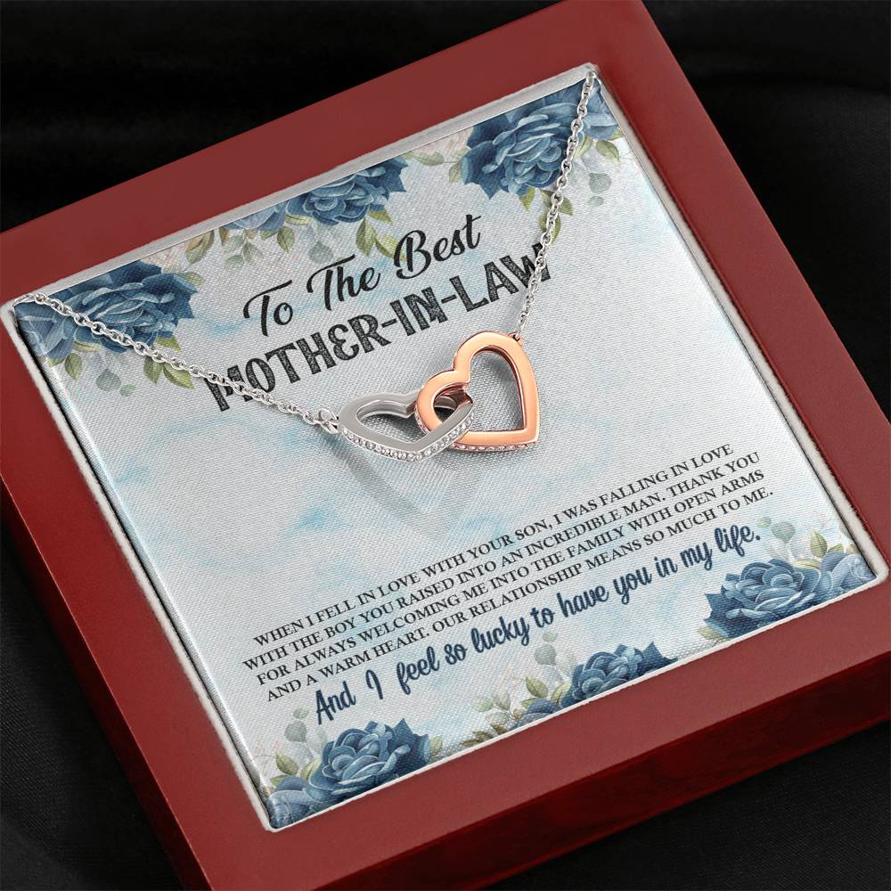 To The Best Mother-In-Law Interlocking Hearts Necklace