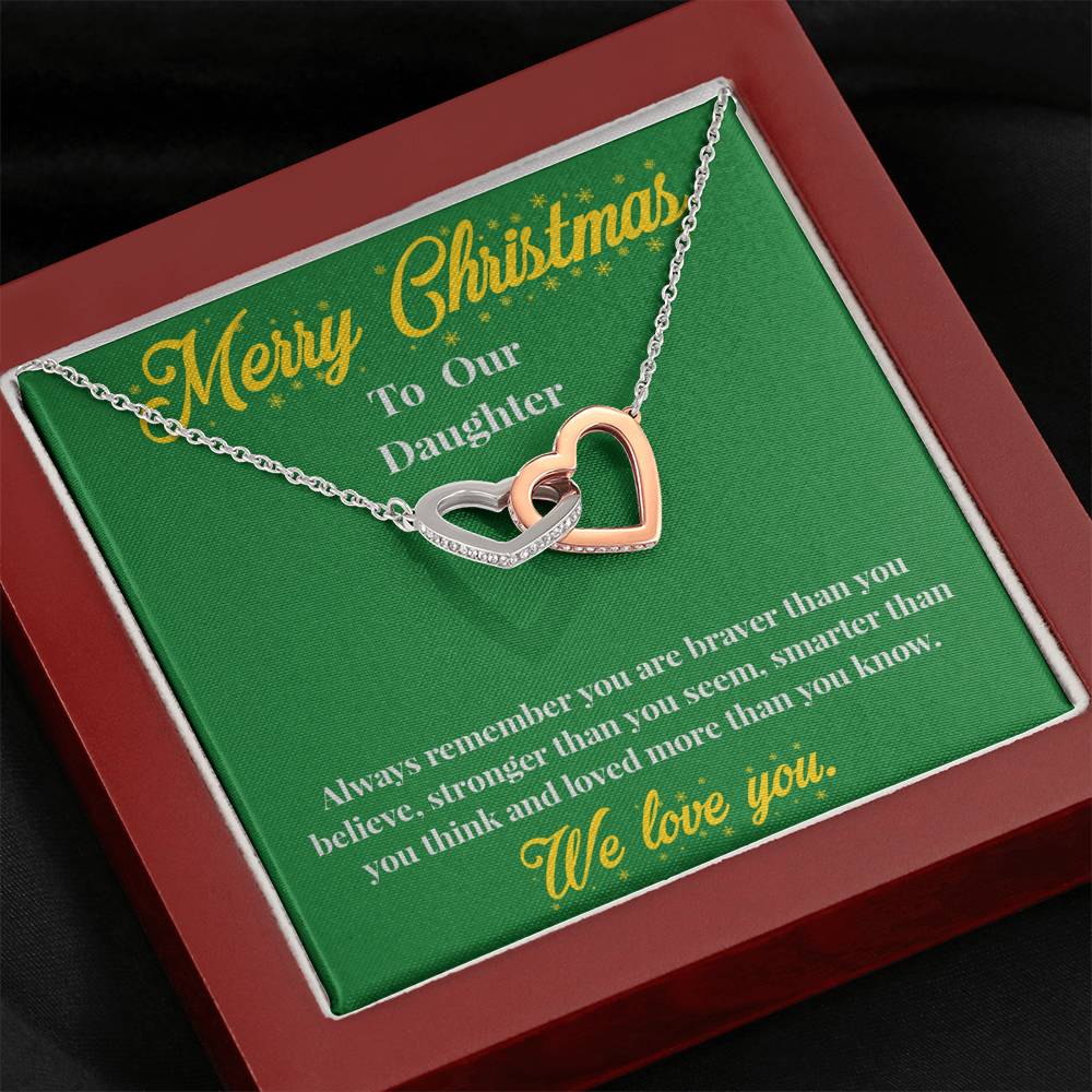 Merry Christmas to Our Daughter - Interlocking Hearts Necklace - Christmas Gift for Daughter - Necklace for Daughter