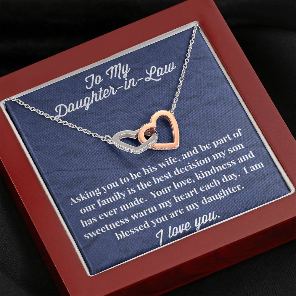 To My Daughter-in-Law Interlocking Hearts Necklace - Gift for Daughter- Necklace for Daughter-in-Law