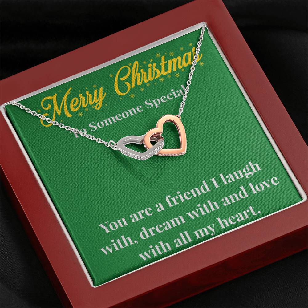 Merry Christmas To My Friend Interlocking Hearts Necklace - Gift for Friend - Necklace for A Friend