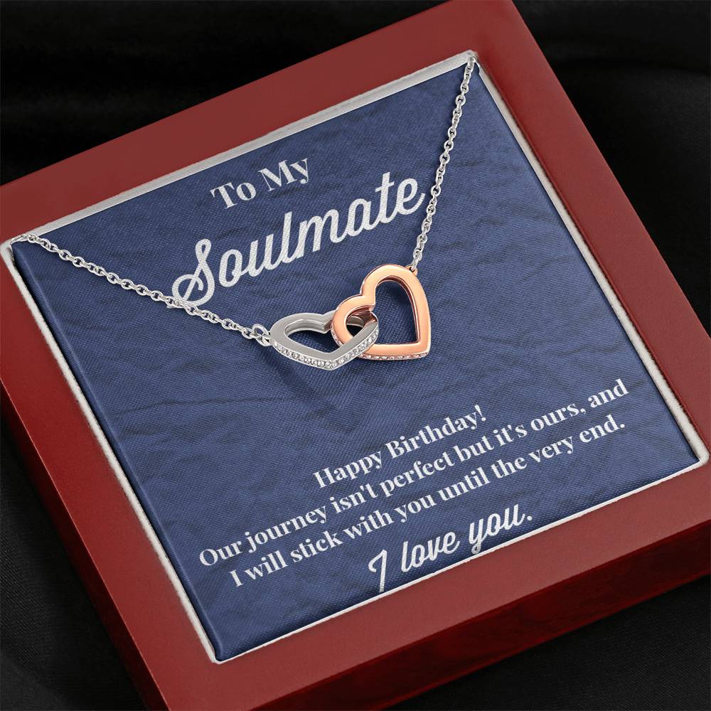 Happy Birthday To My Soulmate Interlocking Hearts Necklace - Jewelry for Wife - Necklace for Wife