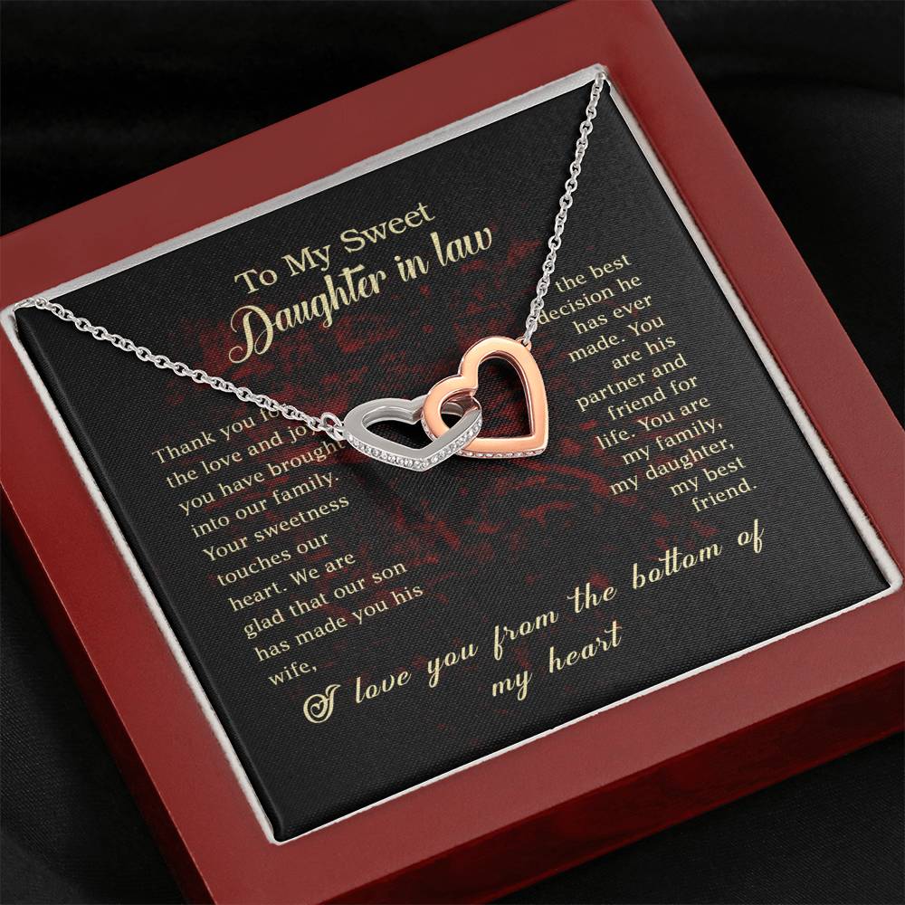 To My Sweet Daughter in Law Interlocking Hearts Necklace