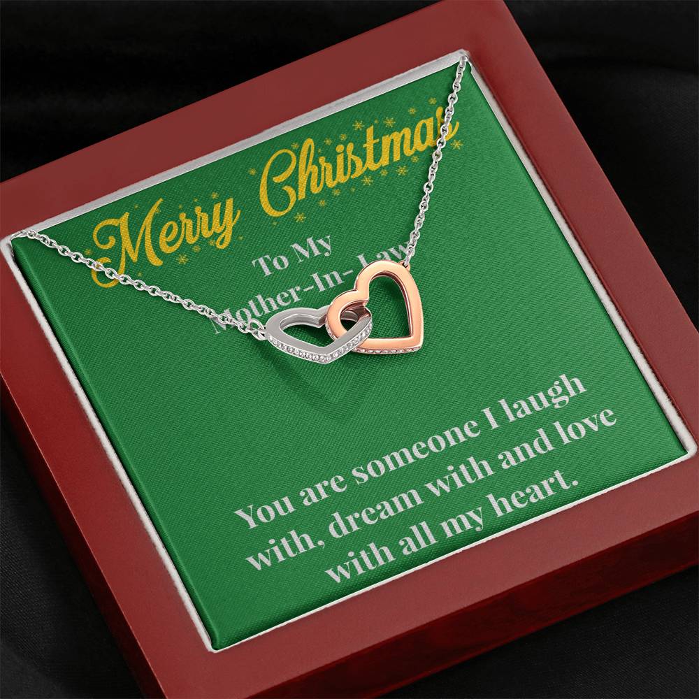 Merry Christmas To My Mother-In-Law Interlocking Hearts Necklace - Gift for Mother - Necklace for Mother-In-Law