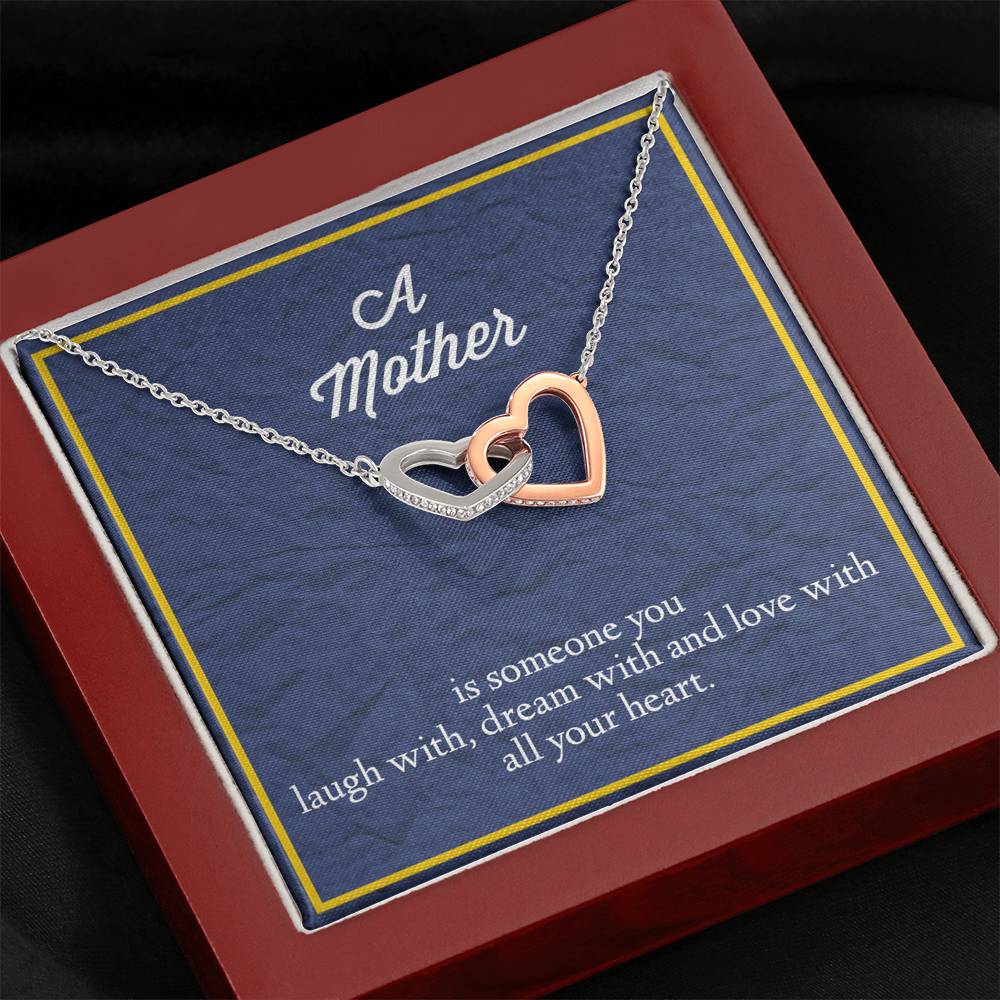 A Mother Is Someone You Love With All Your Heart Interlocking Hearts Necklace