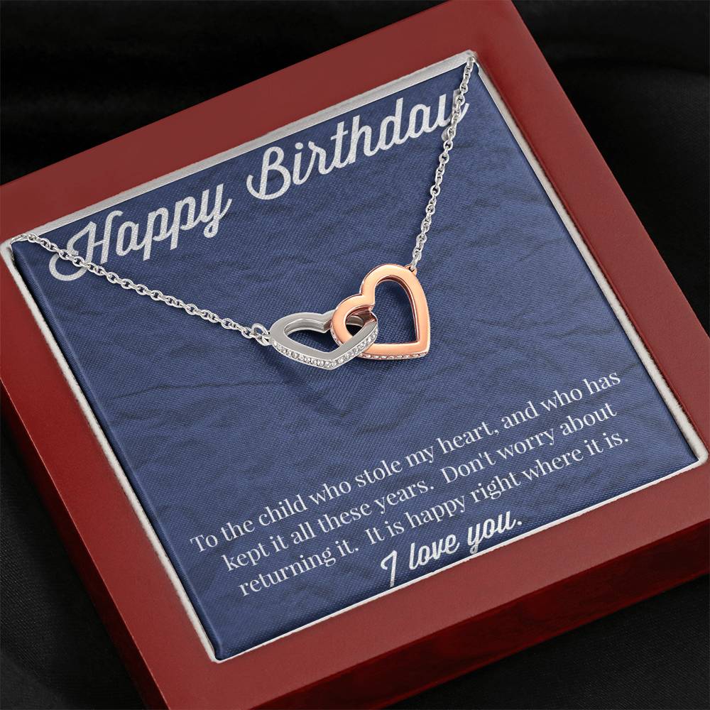 Happy Birthday Interlocking Hearts Necklace