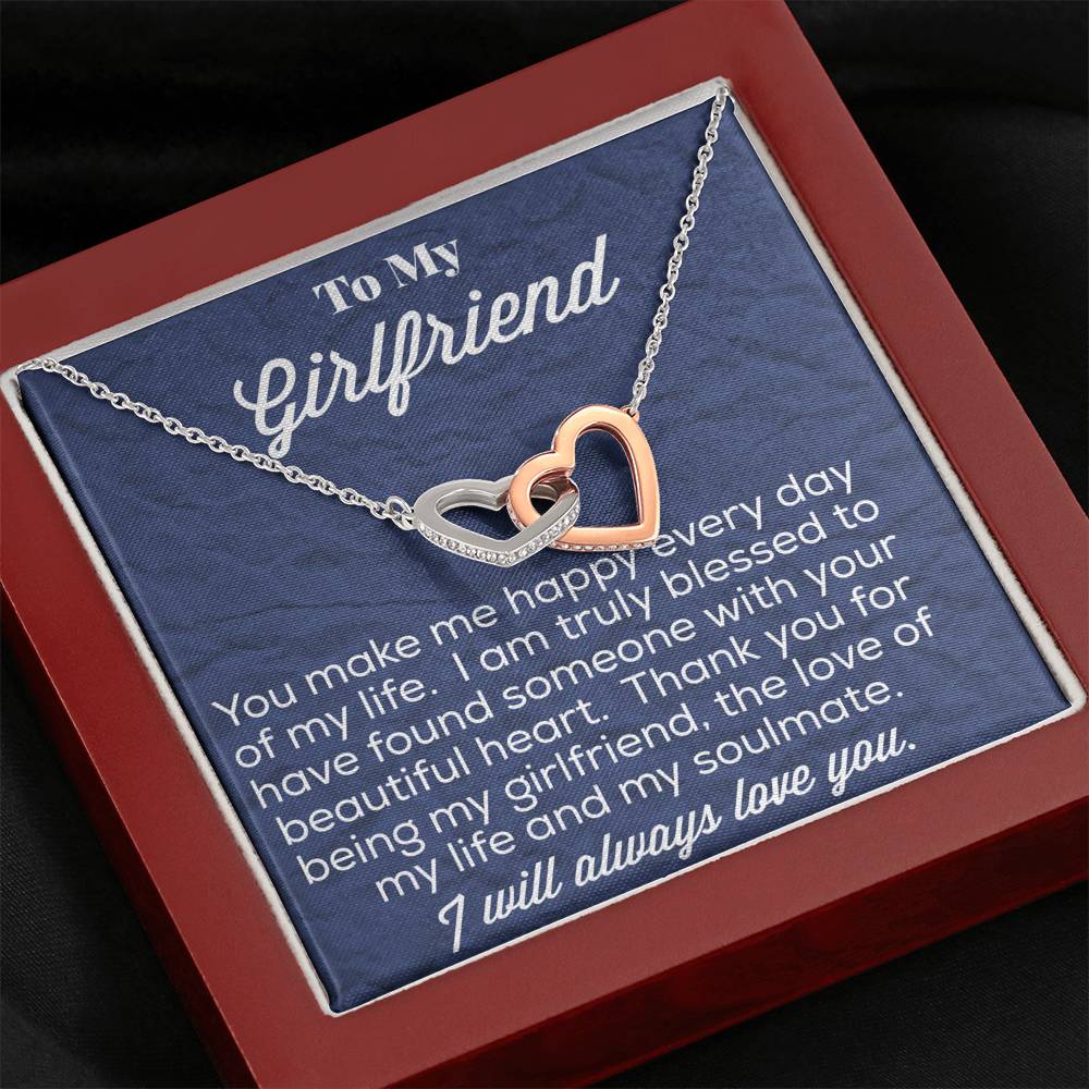 To My Girlfriend Interlocking Hearts Necklace