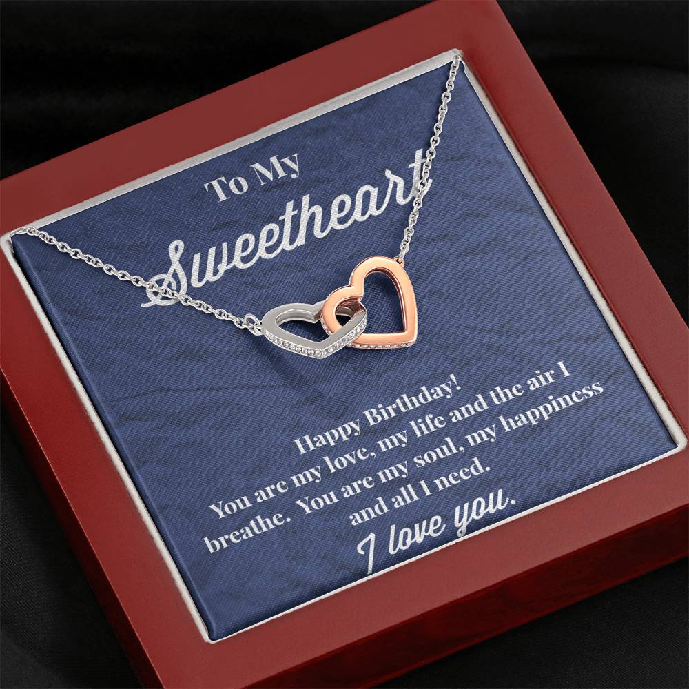 Happy Birthday To My Sweetheart Interlocking Hearts Necklace - Jewelry for Wife - Necklace for Wife