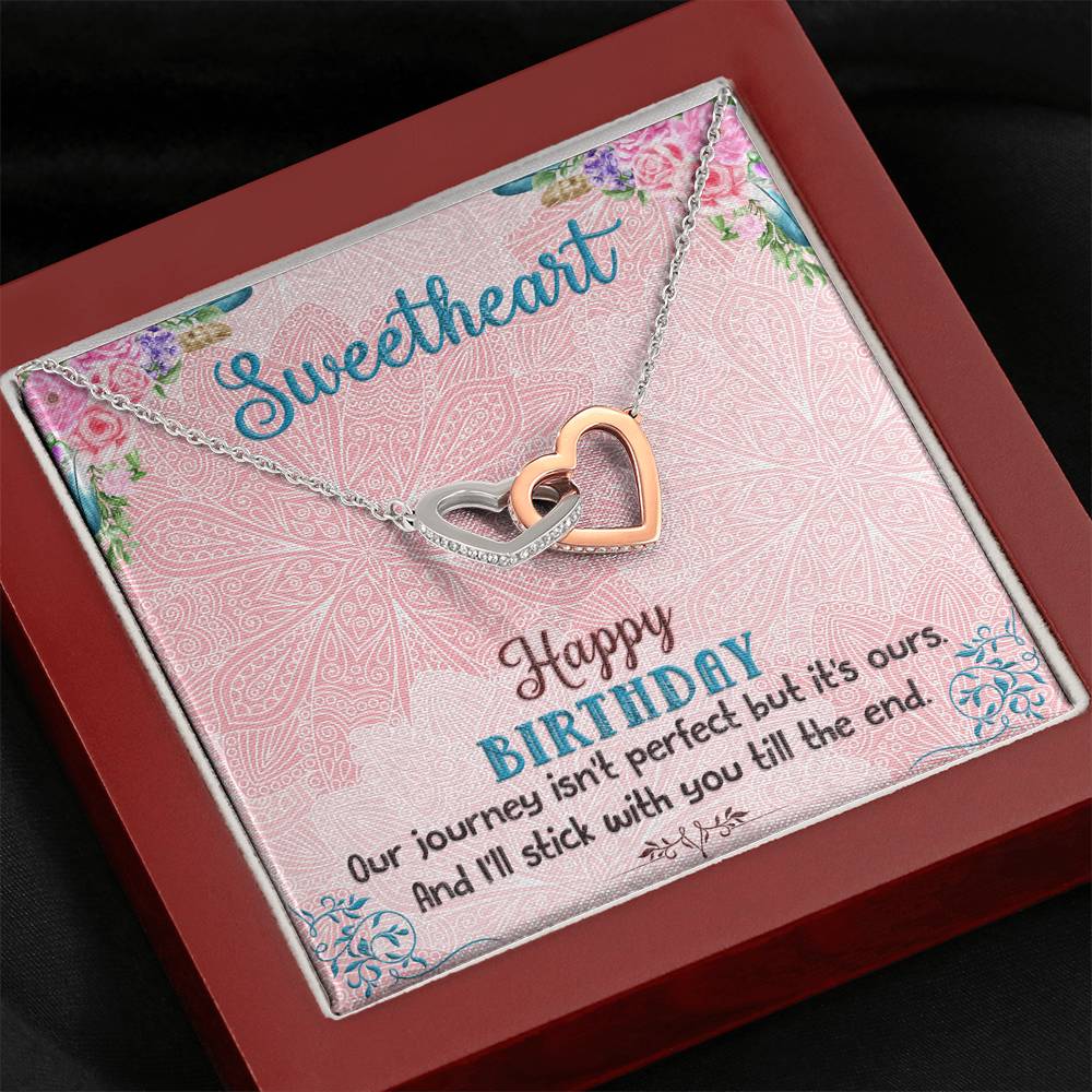 Happy Birthday Necklace - Interlocking Hearts Pendant
