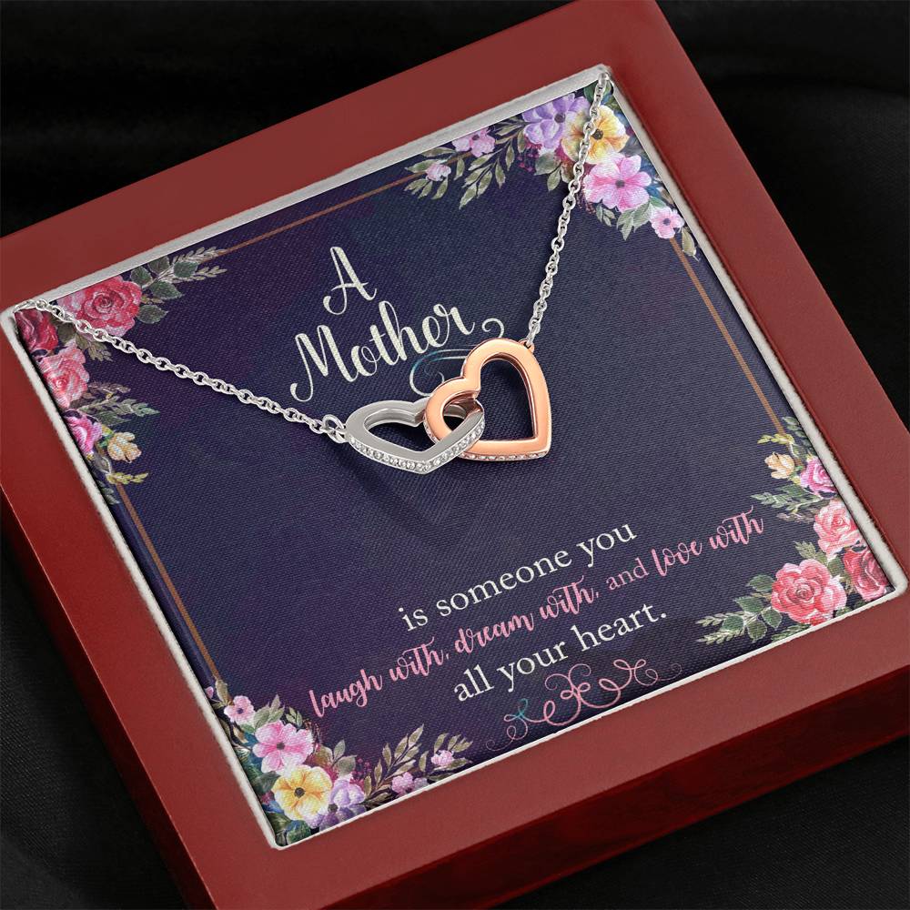 A Mother Is Someone You Love With All Your Heart Interlocking Hearts Necklace