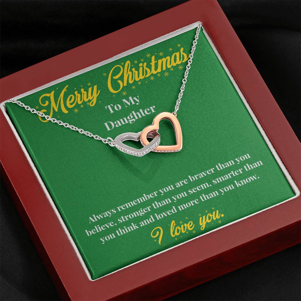 Merry Christmas to My Daughter - Interlocking Hearts Necklace - Christmas Gift for Daughter - Necklace for Daughter