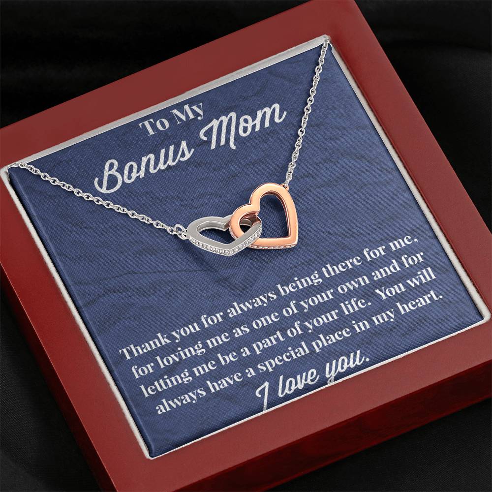 To My Bonus Mom Interlocking Hearts Necklace