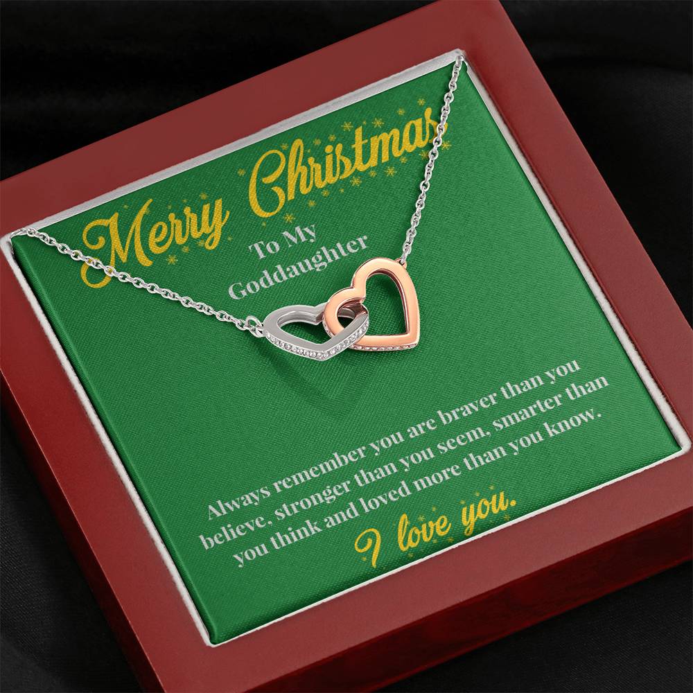 Merry Christmas To My Goddaughter - Interlocking Hearts Necklace - Christmas Gift for Goddaughter - Necklace for Goddaughter