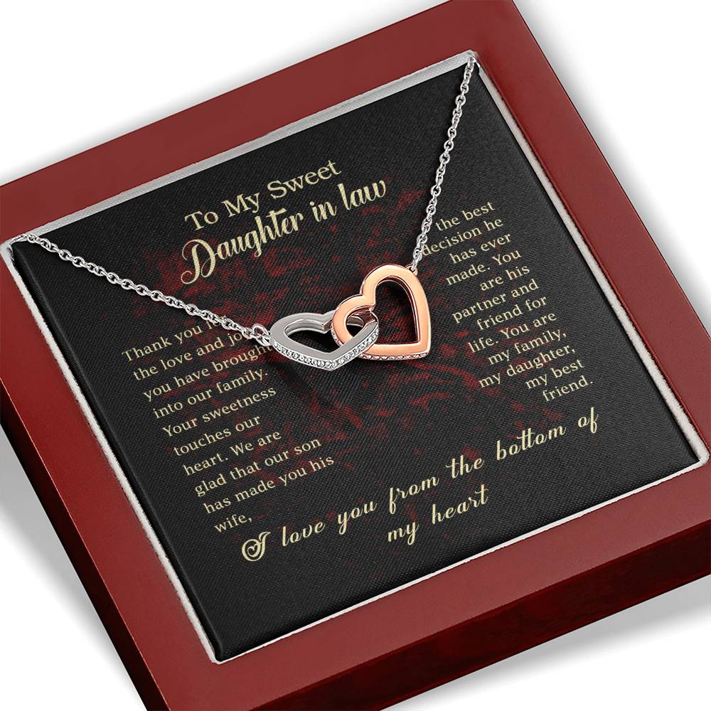 To My Sweet Daughter in Law Interlocking Hearts Necklace
