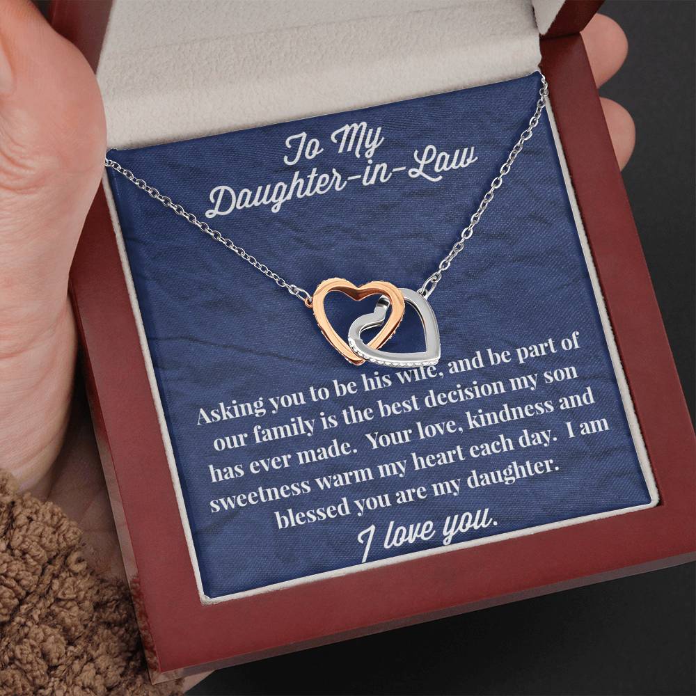 To My Daughter-in-Law Interlocking Hearts Necklace - Gift for Daughter- Necklace for Daughter-in-Law