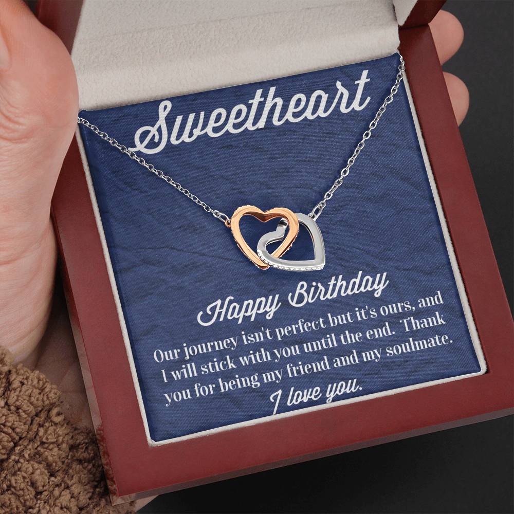 Happy Birthday Interlocking Hearts Necklace
