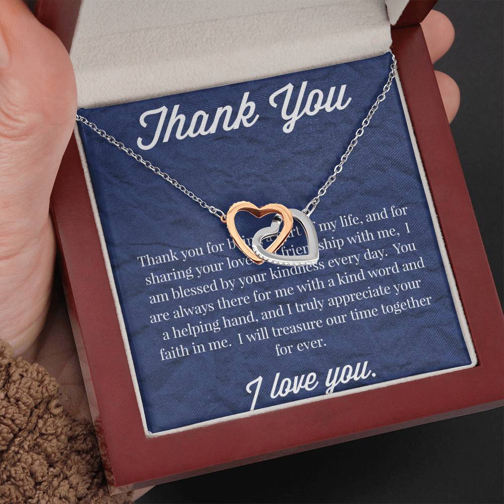 Thank You Interlocking Hearts Necklace