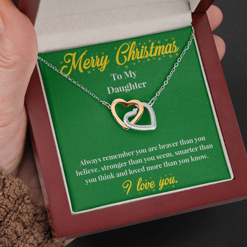 Merry Christmas to My Daughter - Interlocking Hearts Necklace - Christmas Gift for Daughter - Necklace for Daughter
