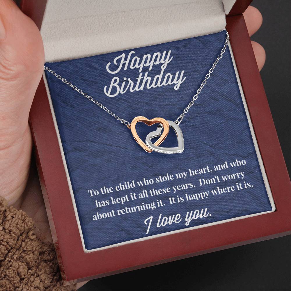 Happy Birthday Interlocking Hearts Necklace