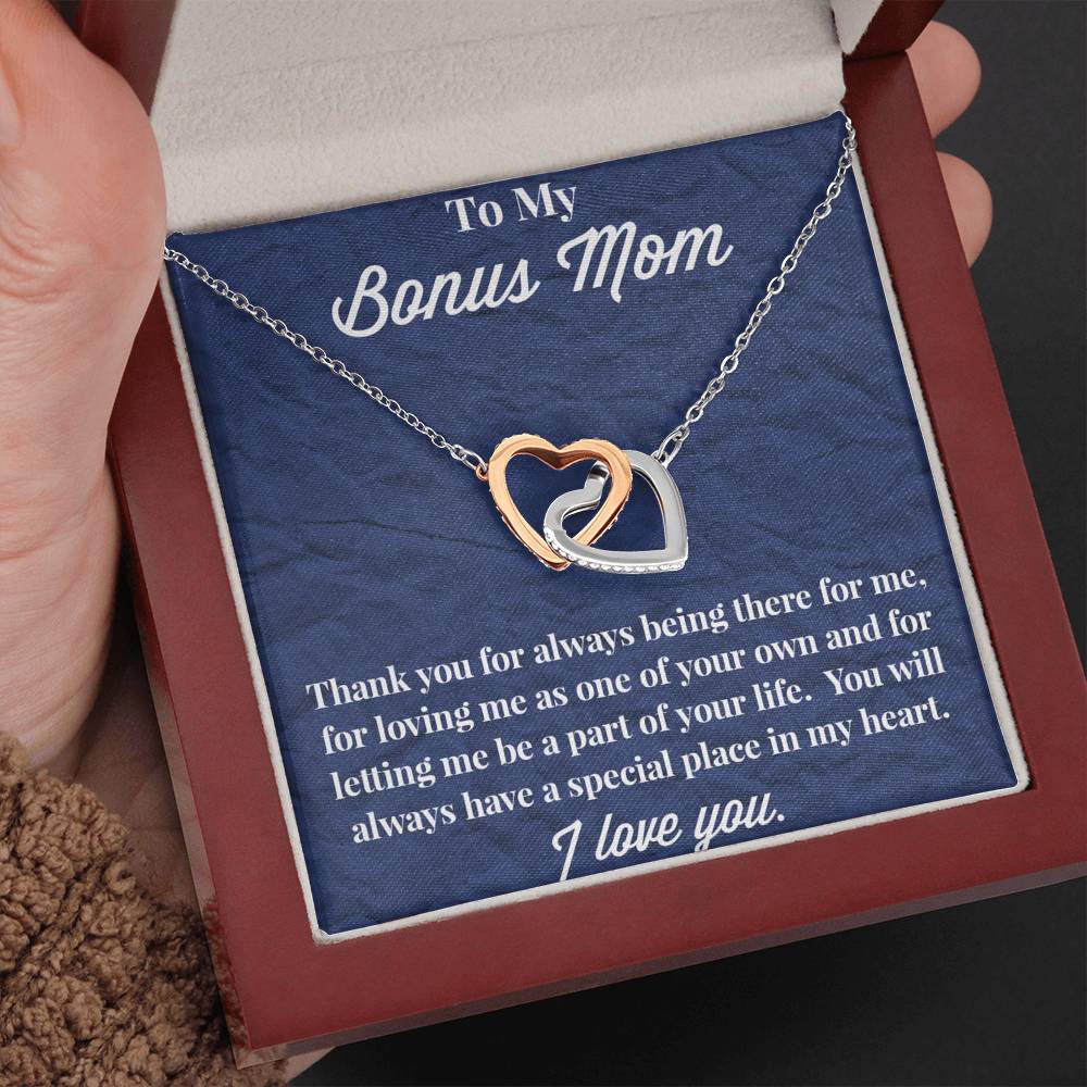 To My Bonus Mom Interlocking Hearts Necklace