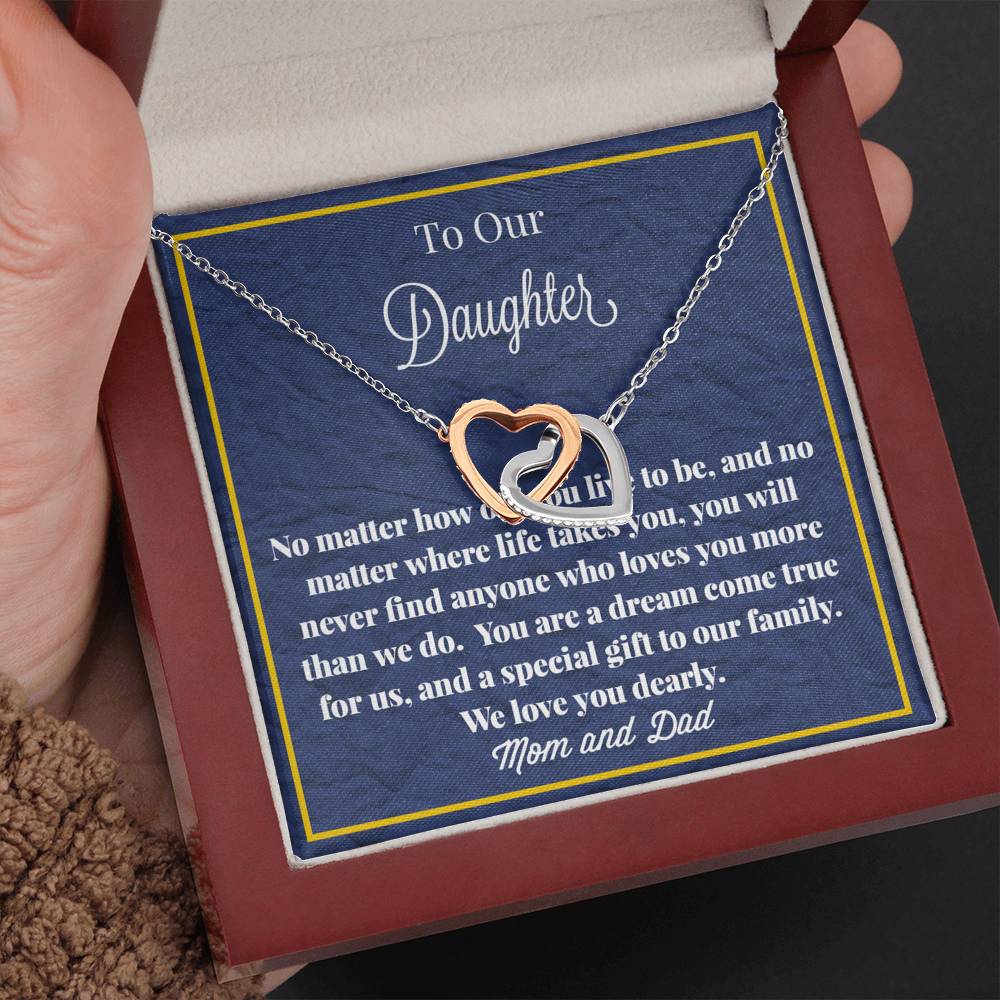 To Our Daughter Interlocking Hearts Necklace