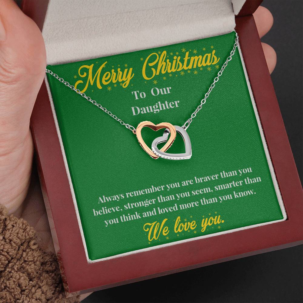 Merry Christmas to Our Daughter - Interlocking Hearts Necklace - Christmas Gift for Daughter - Necklace for Daughter