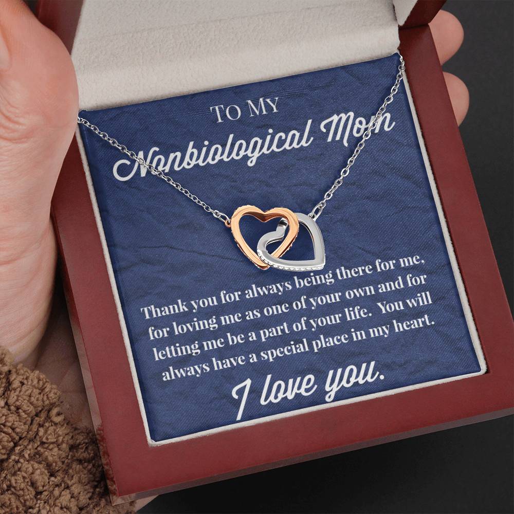 To My Nonbiological Mom Interlocking Hearts Necklace, Bonus Mom Necklace, Stepmom Necklace, Bonus Mom Jewelry