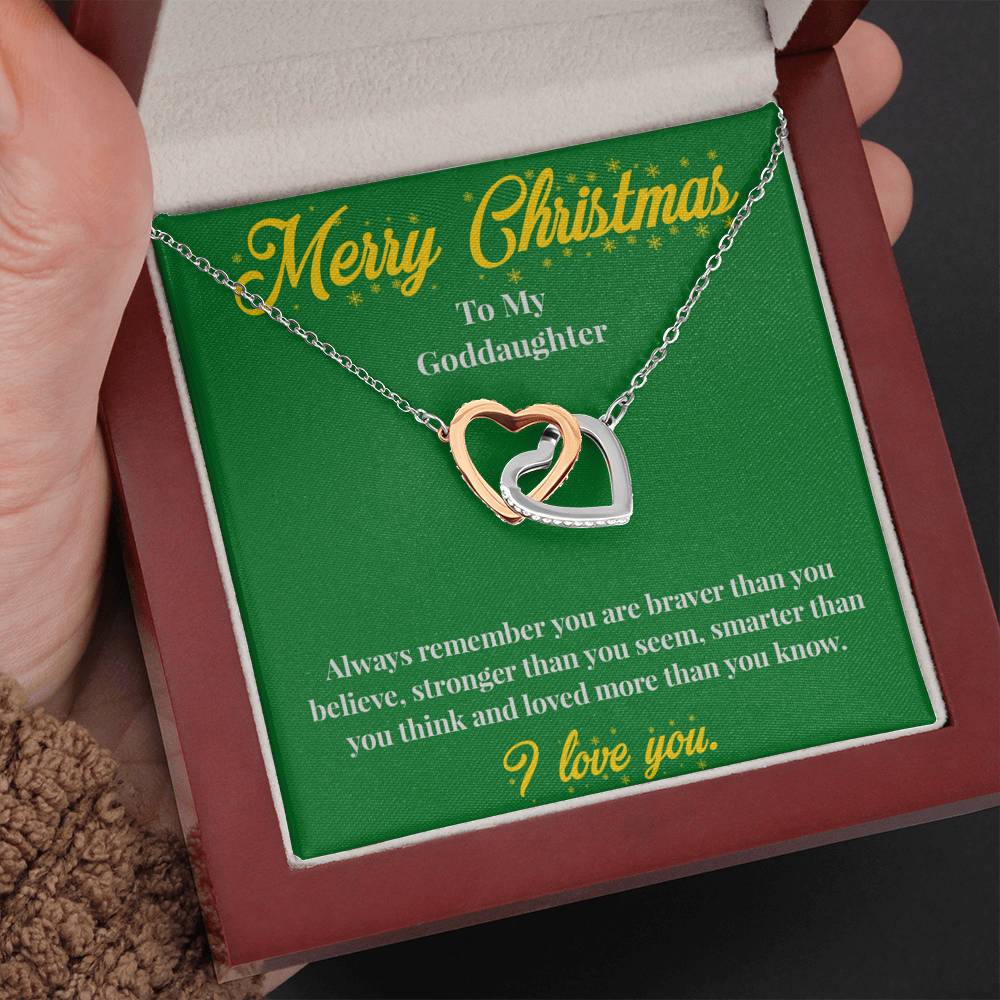 Merry Christmas To My Goddaughter - Interlocking Hearts Necklace - Christmas Gift for Goddaughter - Necklace for Goddaughter