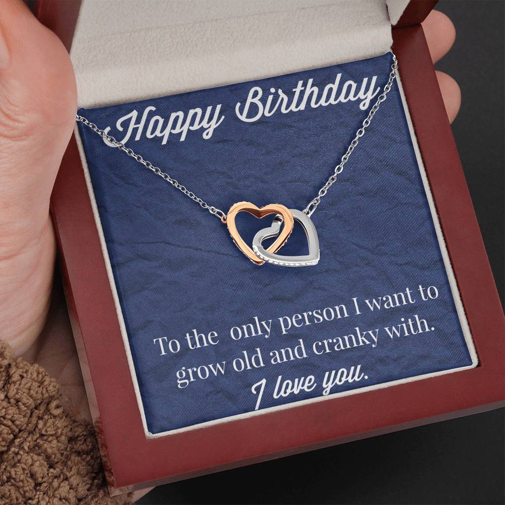 Happy Birthday Interlocking Hearts Necklace