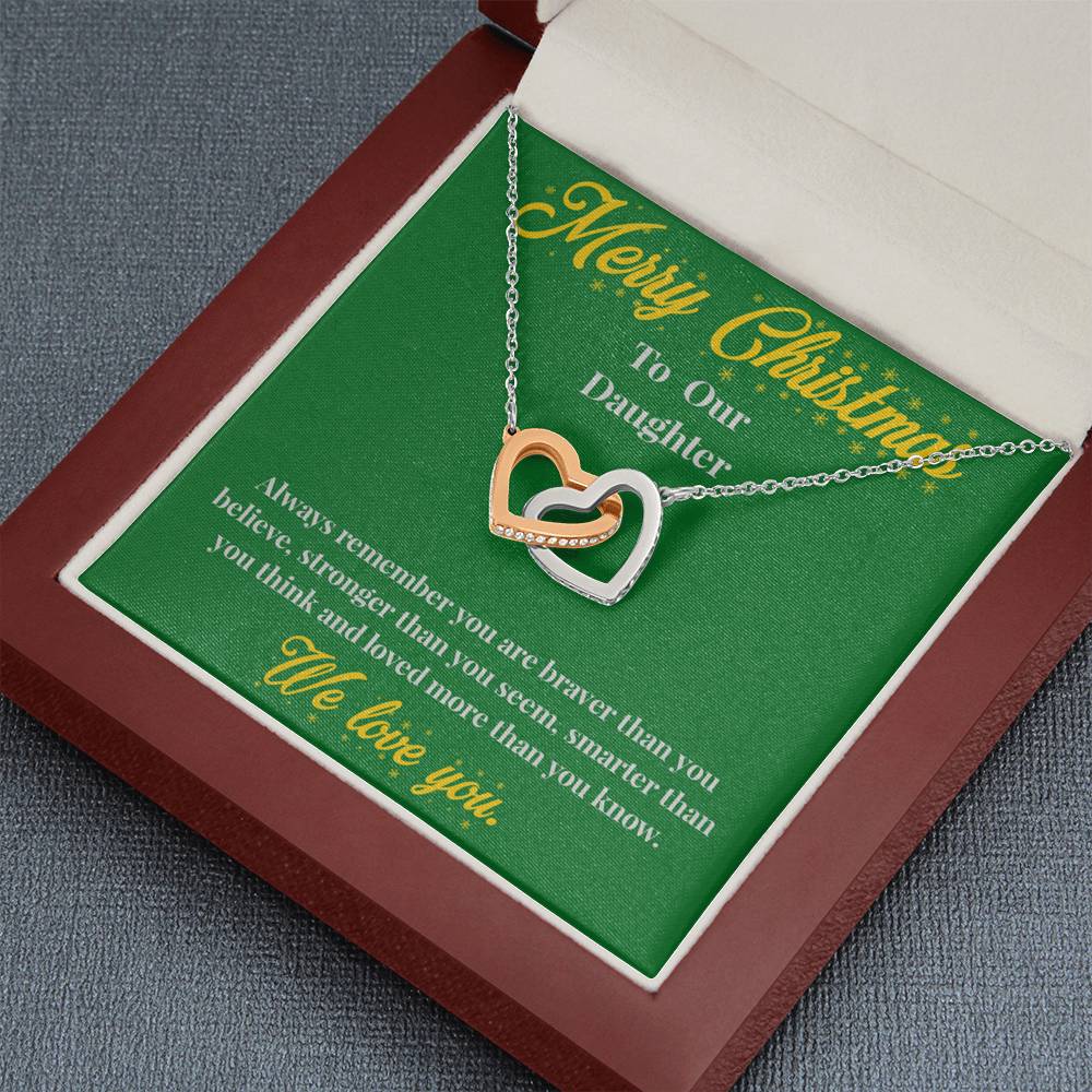 Merry Christmas to Our Daughter - Interlocking Hearts Necklace - Christmas Gift for Daughter - Necklace for Daughter