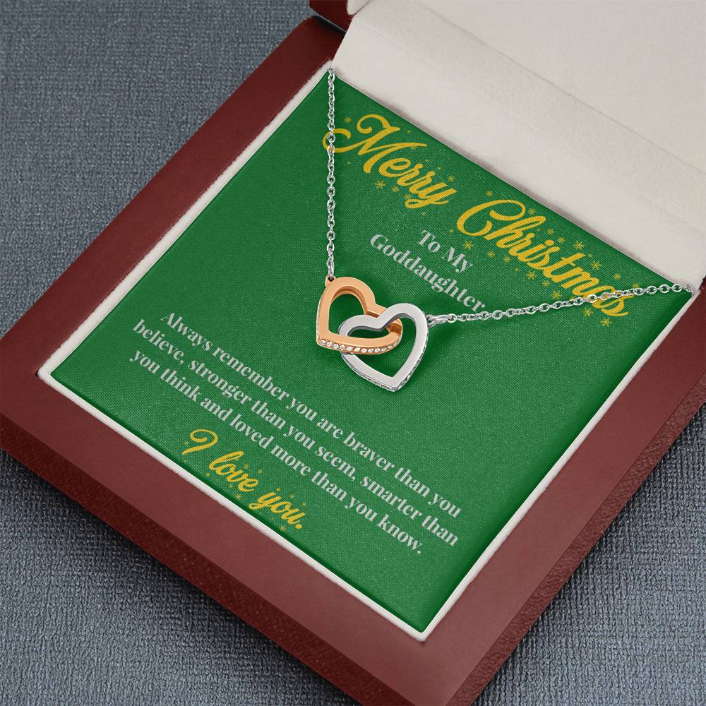 Merry Christmas To My Goddaughter - Interlocking Hearts Necklace - Christmas Gift for Goddaughter - Necklace for Goddaughter