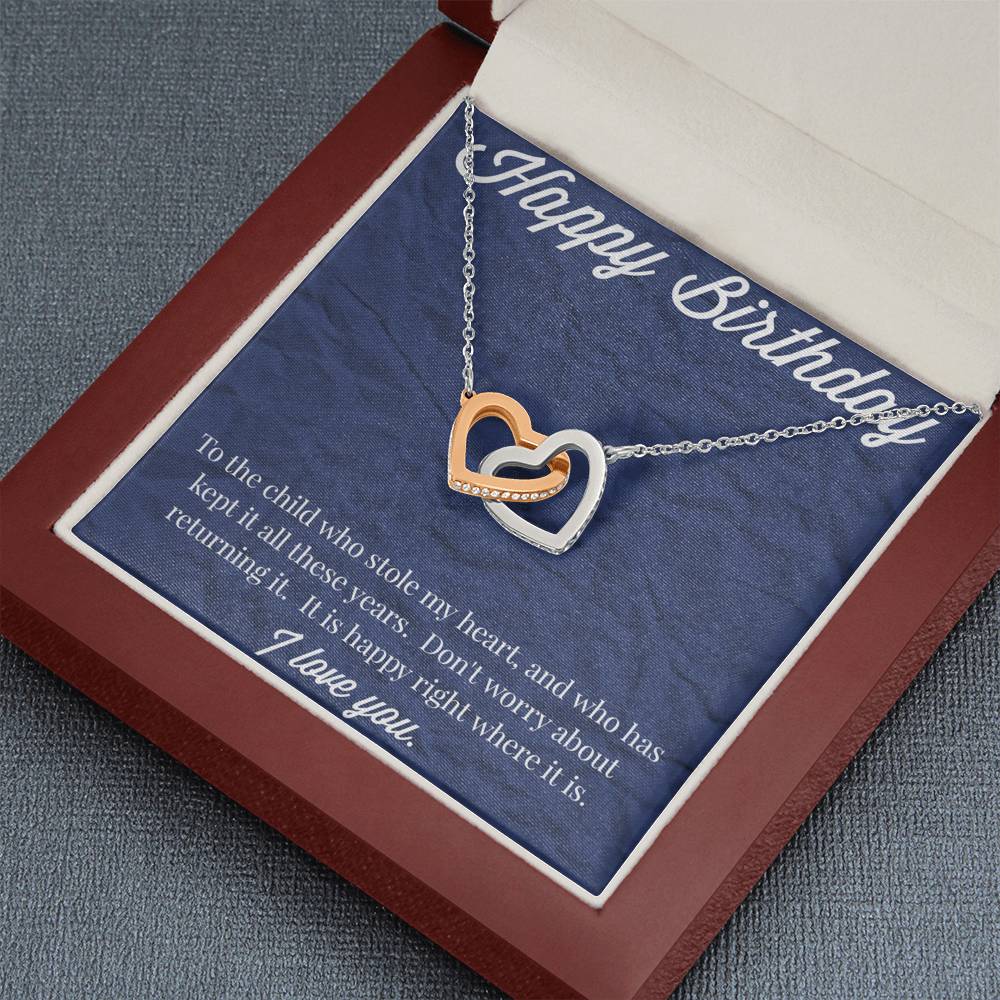 Happy Birthday Interlocking Hearts Necklace