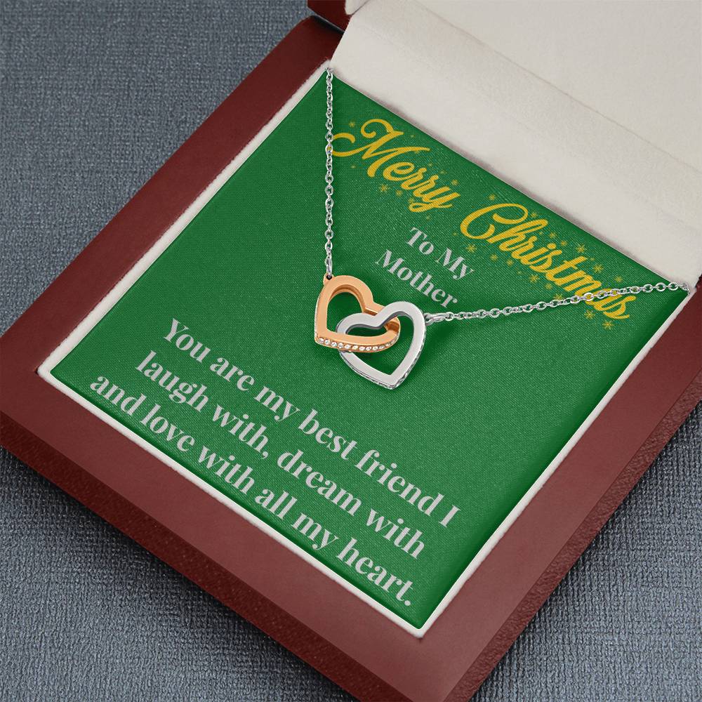 Merry Christmas To My Mother Interlocking Hearts Necklace - Gift for Mom - Necklace for Mom