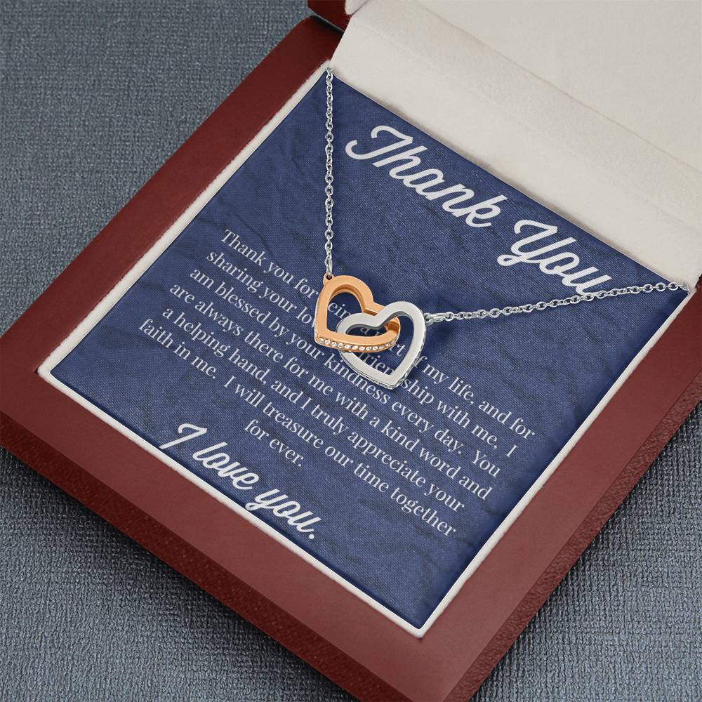 Thank You Interlocking Hearts Necklace