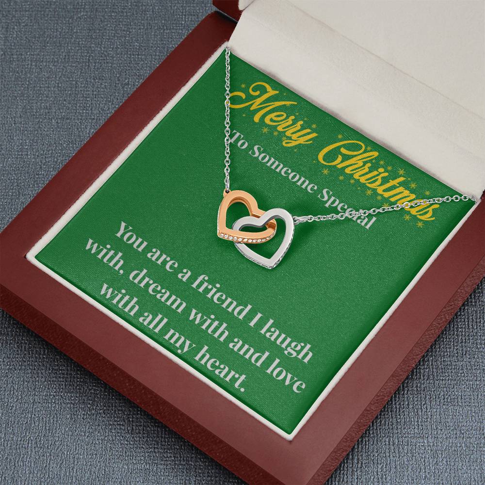 Merry Christmas To My Friend Interlocking Hearts Necklace - Gift for Friend - Necklace for A Friend