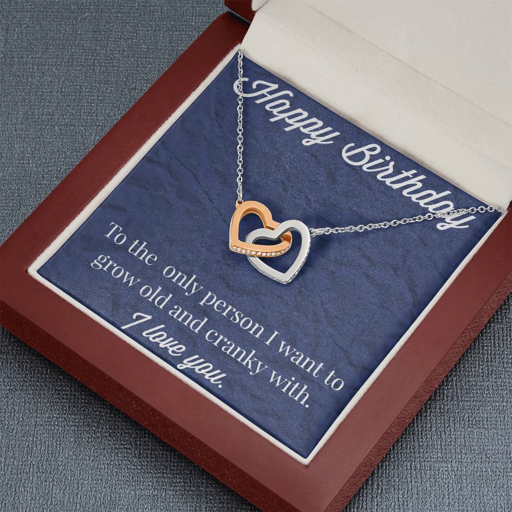 Happy Birthday Interlocking Hearts Necklace