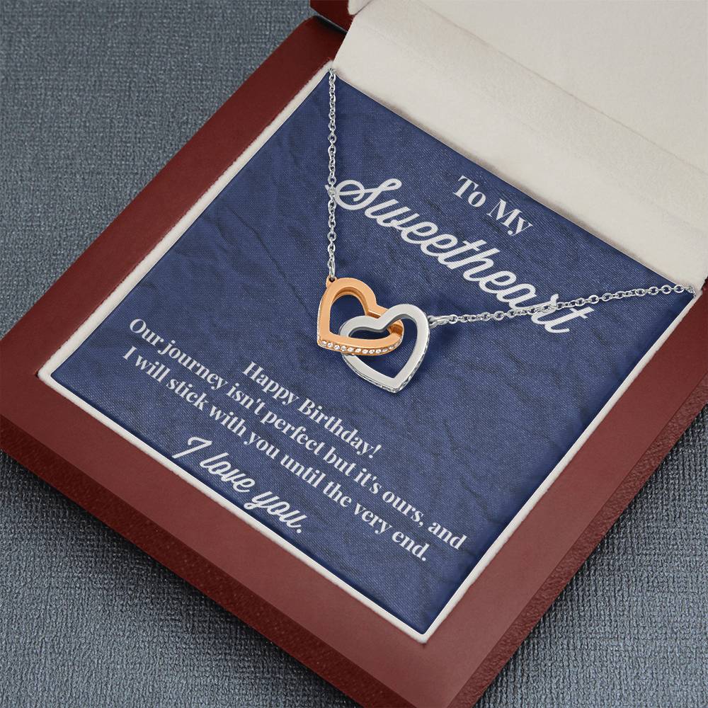 Happy Birthday To My Sweetheart Interlocking Hearts Necklace - Sweetheart Necklace - Jewelry for Wife - Necklace for Wife