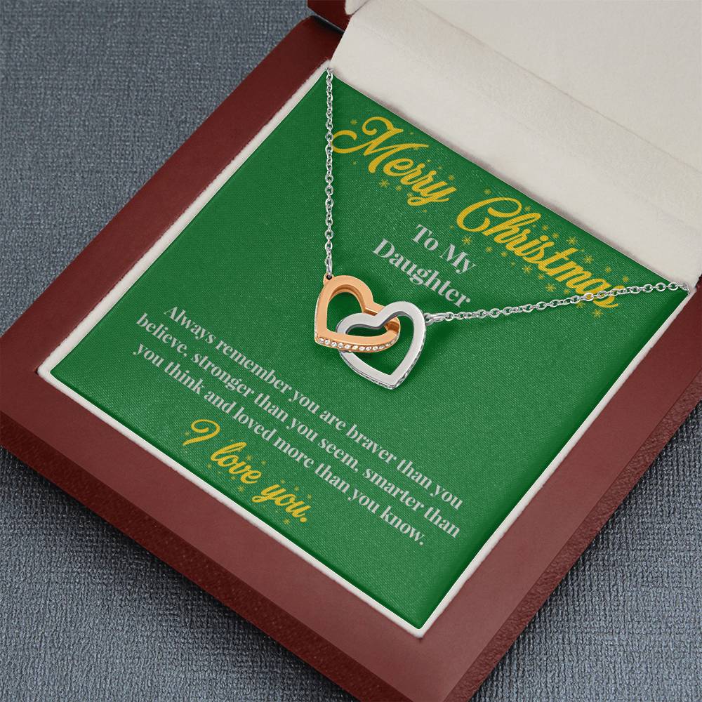 Merry Christmas to My Daughter - Interlocking Hearts Necklace - Christmas Gift for Daughter - Necklace for Daughter