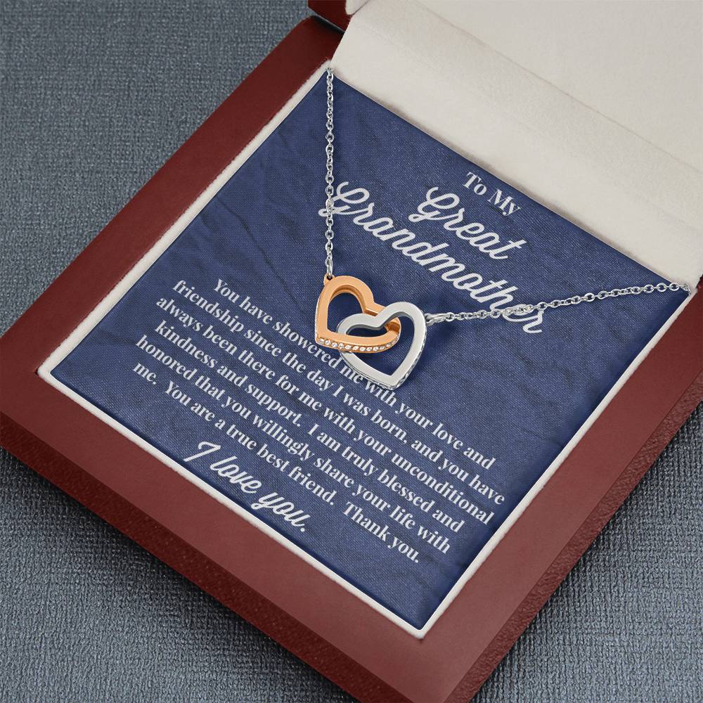 To My Great Grandmother Interlocking Hearts Necklace - Jewelry for Grandmother - Gift for Grandmother