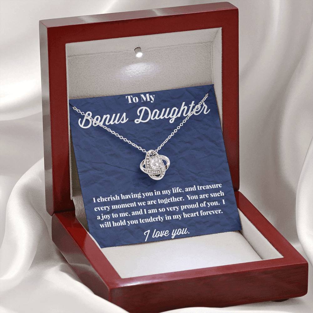To My Bonus Daughter Love Knot Necklace, Stepdaughter Necklace, Bonus Daughter Jewelry, Nonbiological Daughter Necklace