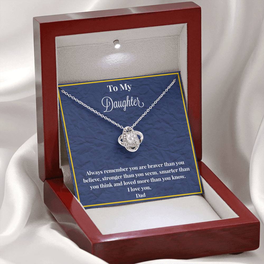 To My Daughter Always Remember Love Knot Necklace