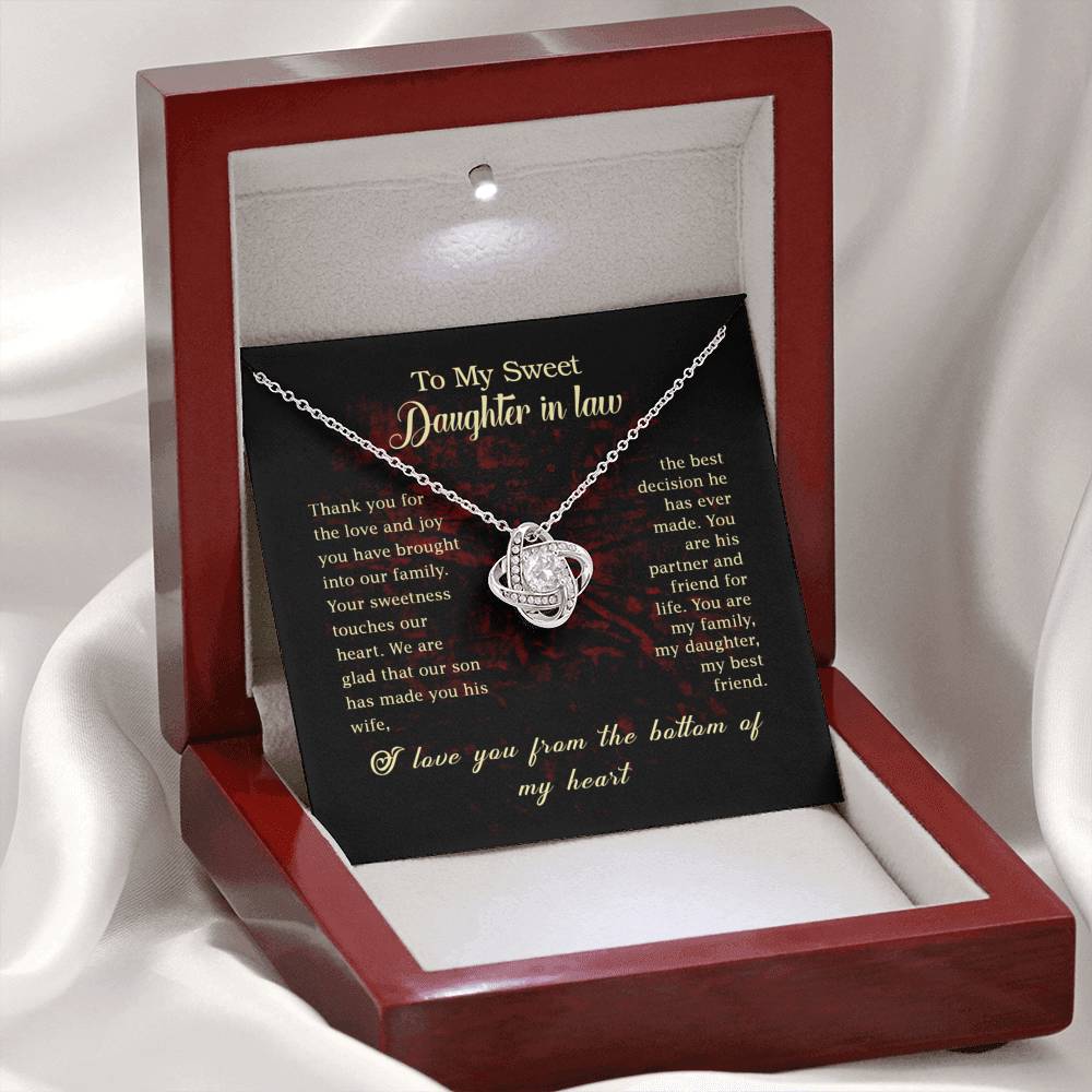 To My Sweet Daughter in Law Love Knot Necklace