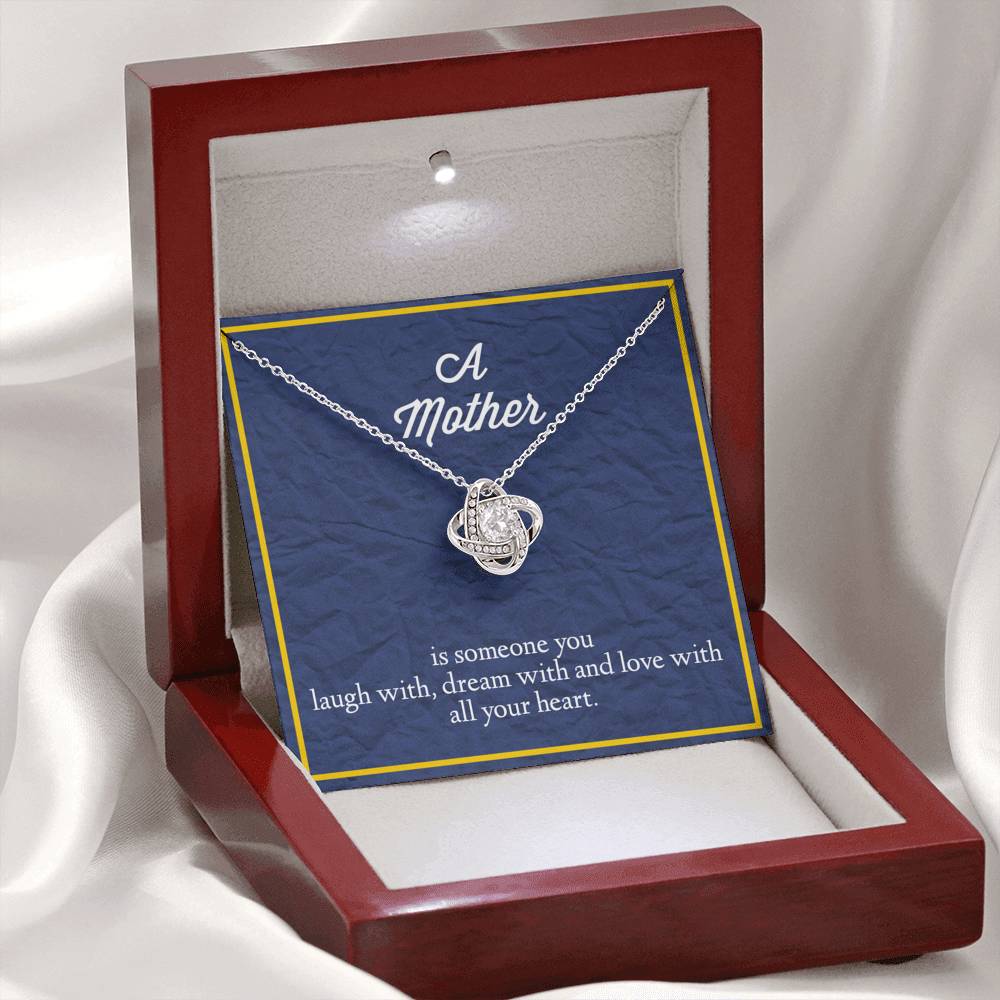 A Mother is Someone You Love With All Your Heart Love Knot Necklace