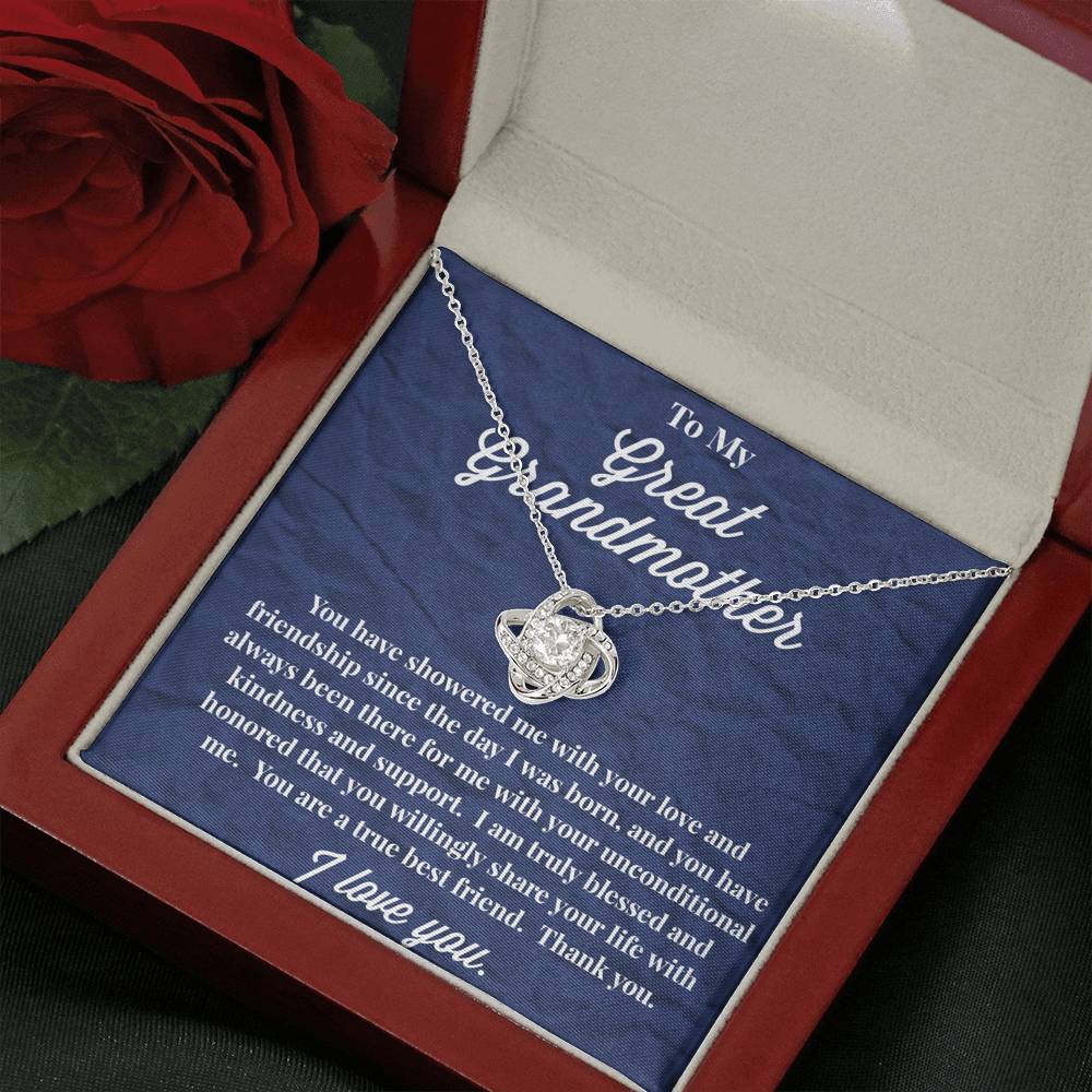 To My Great Grandmother Love Knot Necklace - Jewelry for Grandmother - Gift for Grandmother