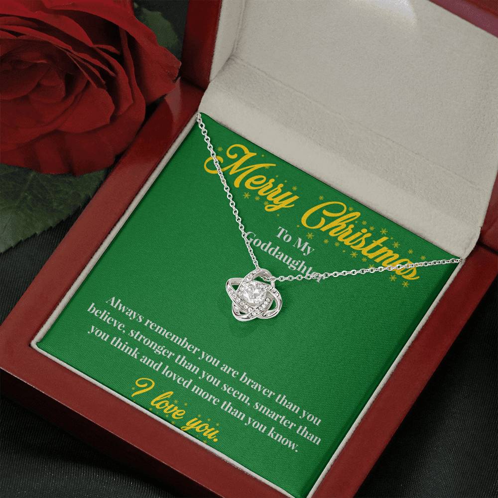 Merry Christmas To My Goddaughter - Love Knot Necklace - Christmas Gift for Goddaughter - Necklace for Goddaughter