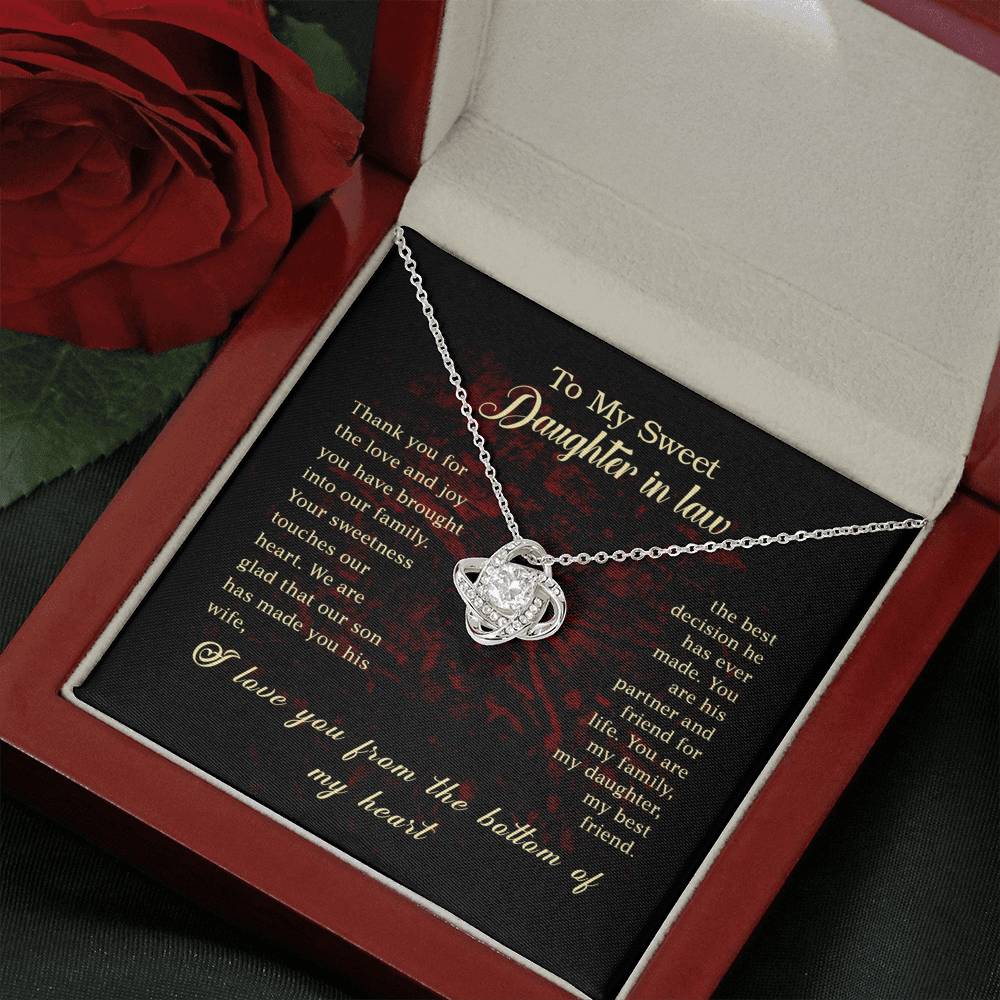 To My Sweet Daughter in Law Love Knot Necklace