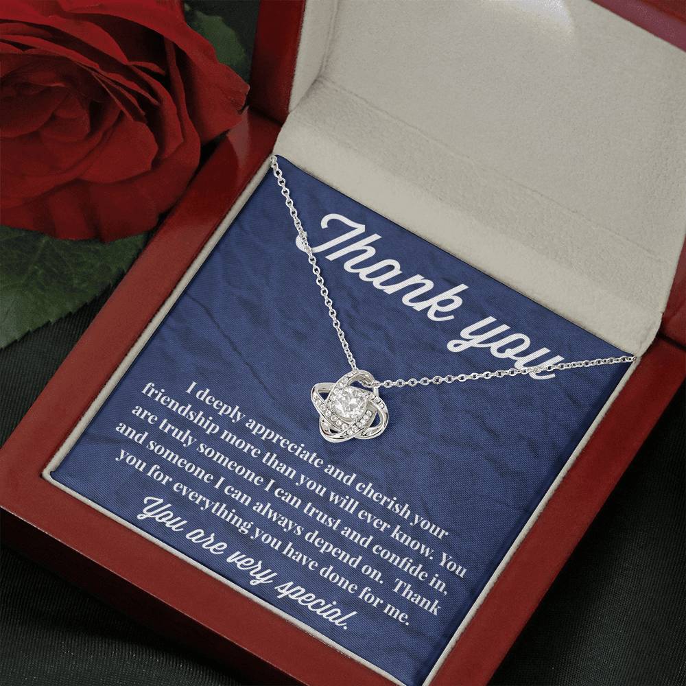 Thank You Love Knot Necklace - Thank You Gift - Necklace for Friend
