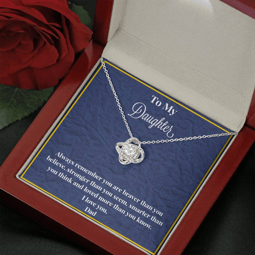 To My Daughter Always Remember Love Knot Necklace