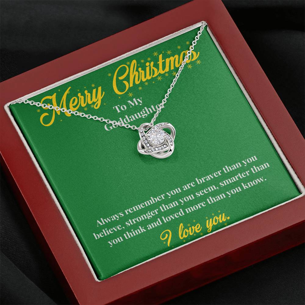 Merry Christmas To My Goddaughter - Love Knot Necklace - Christmas Gift for Goddaughter - Necklace for Goddaughter