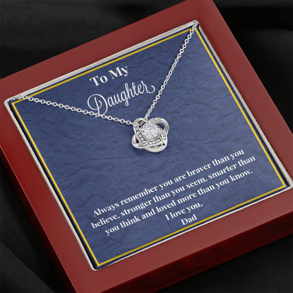 To My Daughter Always Remember Love Knot Necklace