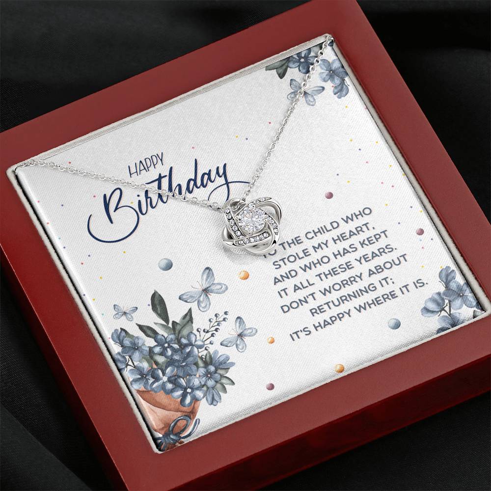 Birthday Necklace for Daughter - Love Knot Necklace